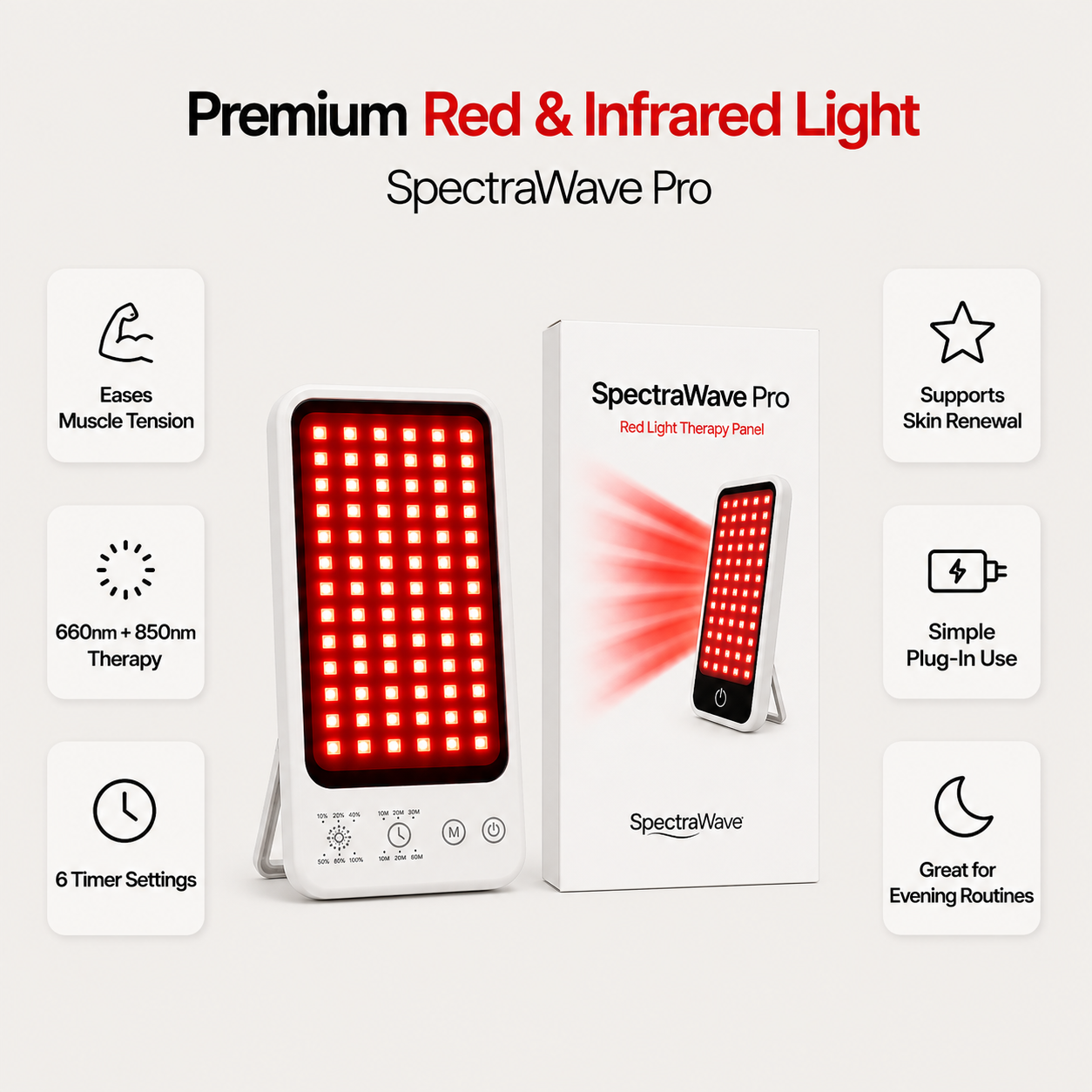 SpectraWave Pro Red & Infrared Light Therapy Panel