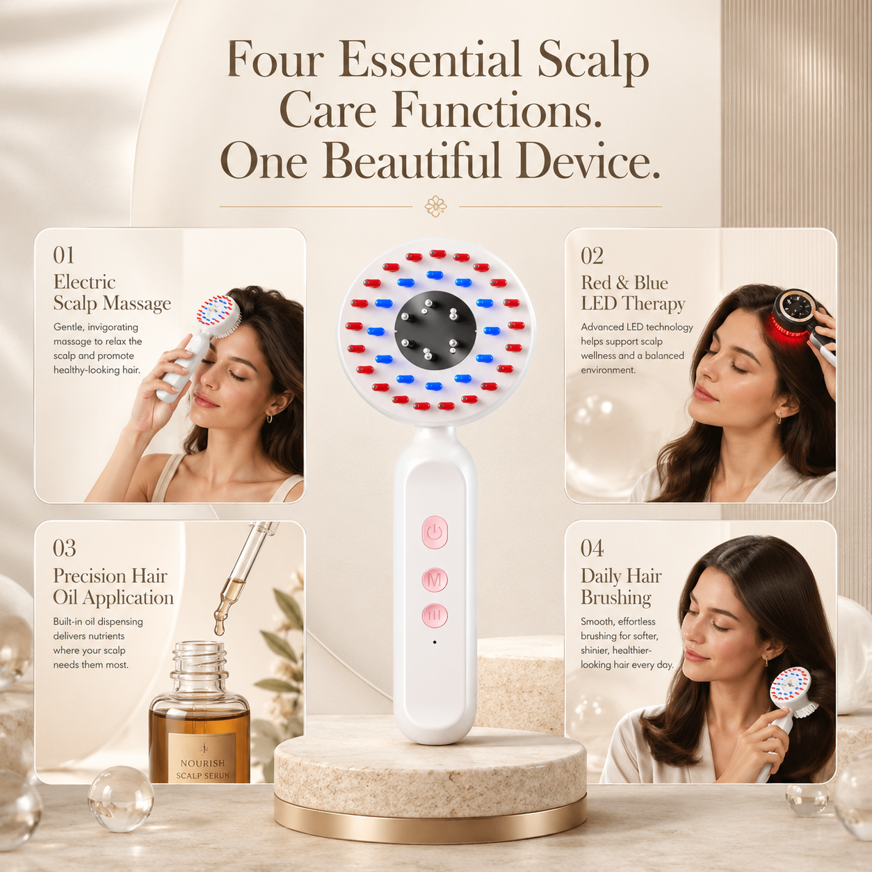 Dermelle 4-in-1 Electric Scalp Massage Comb