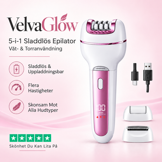 VelvaGlow 5-i-1 Sladdlös Epilator